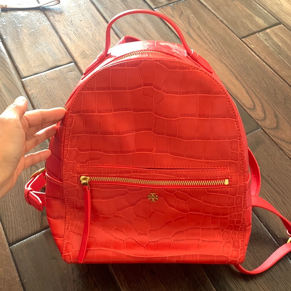 Tory Burch croc embossed backpack